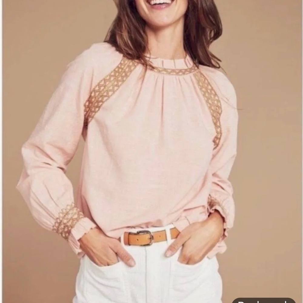 Women's Faherty Arles blouse in blush pink - Picture 2 of 5